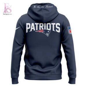 High-quality image focusing on the details of New England Patriots 2025 NFL Nike Rivalries sideline hoodie 2.