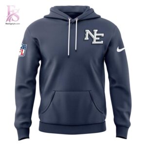 High-quality image focusing on the details of New England Patriots 2025 NFL Nike Rivalries sideline hoodie 3.