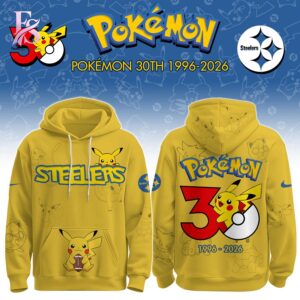 High quality fashion product designed for everyday wear and comfort Pittsburgh Steelers Pokemon 30th Anniversary Hoodie 1