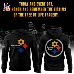 The Pittsburgh Steelers Stronger Than Hate Black Hoodie shown with a modern and casual look.