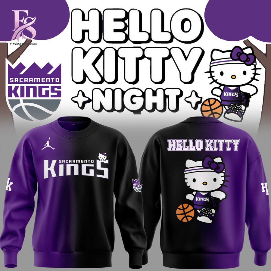 Comfortable and fashionable clothing item ideal for street style in Sacramento Kings x Hello Kitty Night Sweatshirt 1