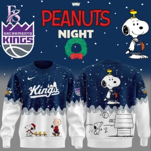 High-quality image focusing on the details of Sacramento Kings x Peanuts Night Snoopy Hoodie.