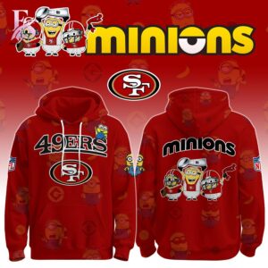 High-quality image focusing on the details of San Francisco ers Minions Hoodie.
