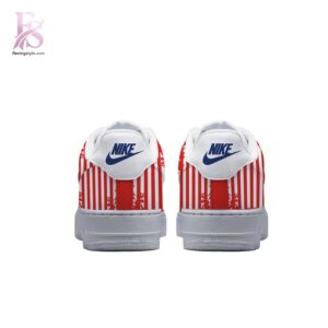 High-quality image focusing on the details of Scooby Doo US Flag Air Force Shoes.