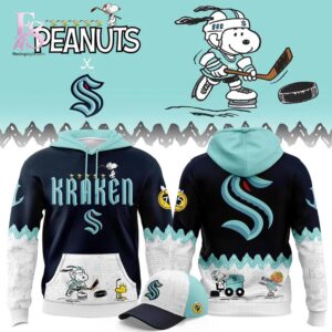 The Seattle Kraken Peanuts Night Snoopy Sweatshirt shown with a modern and casual look.