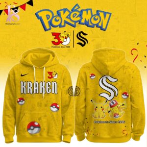 Fashion product showcasing a modern and stylish design suitable for everyday wear Seattle Kraken Pokemon 30th Anniversary Hoodie 1