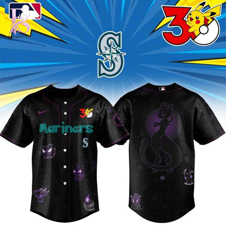 Seattle Mariners Pokemon 30th Anniversary Baseball Jersey