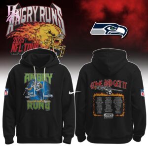 The Seattle Seahawks Angry Runs Hoodie shown with a modern and casual look.
