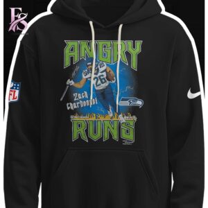 The Seattle Seahawks Angry Runs Hoodie shown with a modern and casual look.