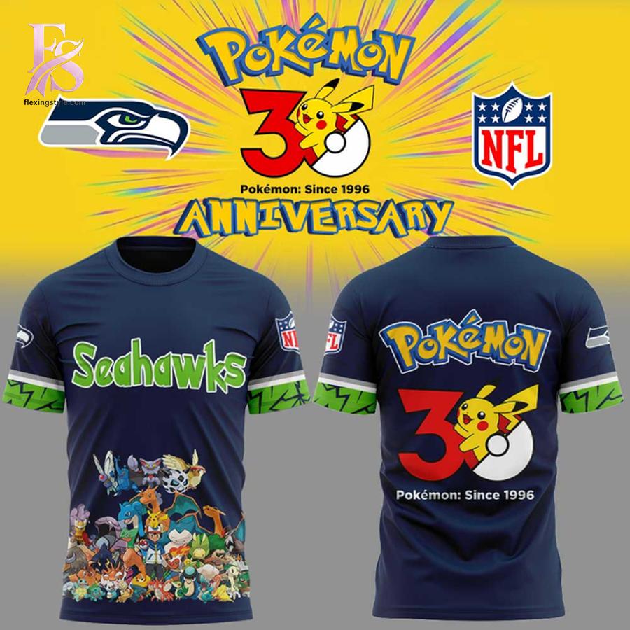 A simple choice for everyday fashion: Seattle Seahawks Pokemon 30th Anniversary Hoodie 2.