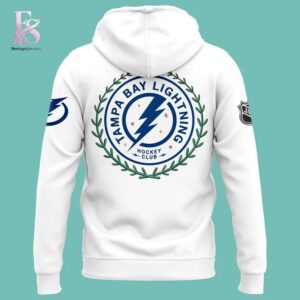 High-quality image focusing on the details of Tampa Bay Lightning Hockey Talks Hoodie 3.