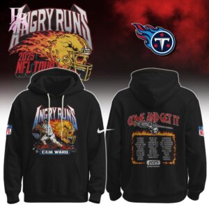 High-quality image focusing on the details of Tennessee Titans Angry Runs Hoodie.