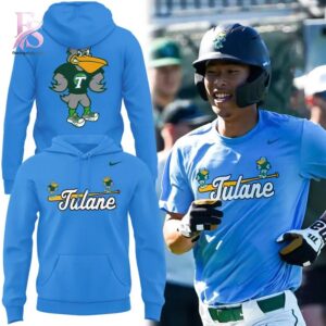 The Tulane Green Wave Baseball Sluggerbird Uniform Hoodie shown with a modern and casual look.