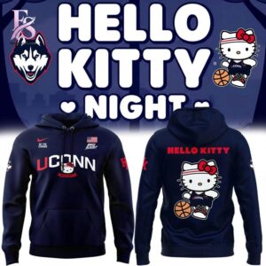 Unisex fashion apparel with modern streetwear design with theUConn Huskies 2026 Hello Kitty Hoodie 1
