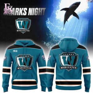 A simple choice for everyday fashion: Worcester Railers Sharks Night 2026 Hoodie 1.