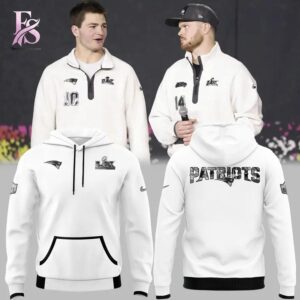 Clear visual showing the style of 2026 New England Patriots Super Bowl LX Opening Night Uniform Hoodie 1.