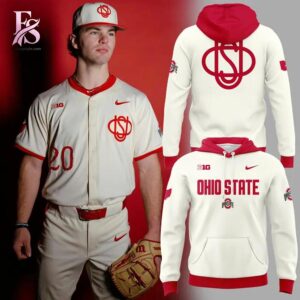 Stylish streetwear outfit featuring modern casual layering in 2026 Ohio State Buckeyes Throwback Hoodie 1 perfect for everyday fashion looks