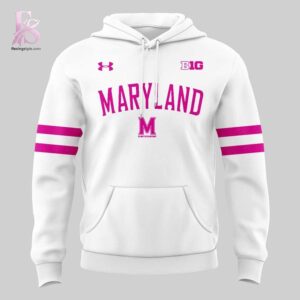 Clear visual showing the style of 2026 Pink Out Uniform Maryland Terrapins Men s Basketball Hoodie 2.