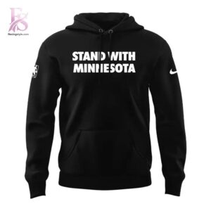 Detailed front view of 2026 Stand With Minnesota Minnesota Timberwolves Hoodie 2 showing vibrant colors and clean finishing.