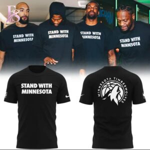 Detailed front view of 2026 Stand With Minnesota Minnesota Timberwolves Hoodie 4 showing vibrant colors and clean finishing.