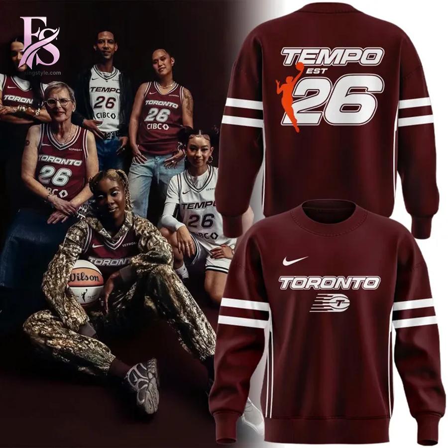 Detailed front view of 2026 Toronto Tempo Uniforms Sweatshirt 1 showing vibrant colors and clean finishing.
