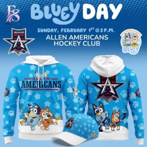 High-quality view of Allen Americans Bluey Day 2026 Hoodie 1 featuring a stylish custom design, perfect for everyday wear or street fashion.