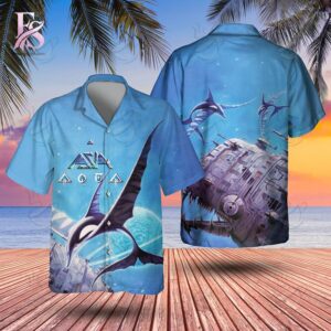 Detailed product photo of Asia Band AQUA Album Hawaiian Shirt 1 with eye-catching graphics.