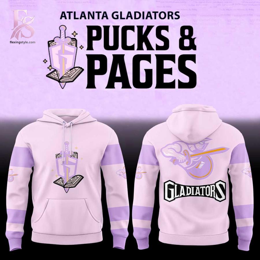Clear product photo of Atlanta Gladiators Pucks and Pages Night Hoodie 1 with modern design and everyday appeal.