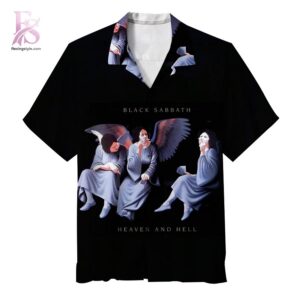 Detailed product photo of Black Sabbath Heaven and Hell album Hawaiian Shirt 1 with eye-catching graphics.