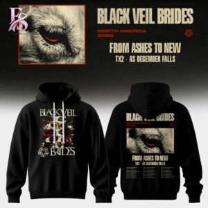 Minimalist fashion apparel designed for casual and streetwear looks shown in Black Veil Brides From Ashes To New Tour Hoodie 1