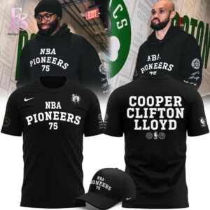 Stylish streetwear outfit featuring modern casual layering in Boston Celtics Honoring three legends that changed the game forever Shirt 1 perfect for everyday fashion looks