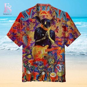 High-quality image of Carlos Santana Universal Hawaiian Shirt 1 with vibrant colors and sharp details.