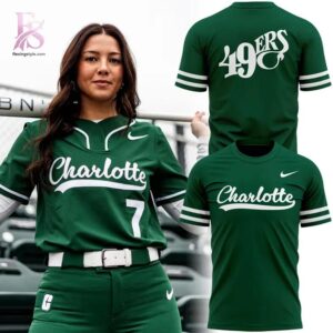 Eye catching apparel design perfect for trend focused outfits in Charlotte 49ers Store Classic Script Shirt 1