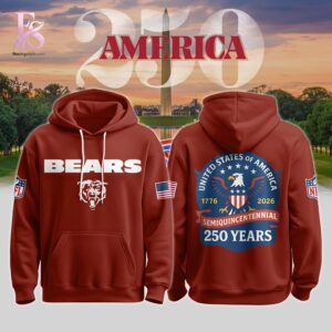 The Chicago Bears America 250 Semiquincentennial Red Hoodie 1 is designed for daily comfort.