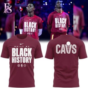 High-quality view of Cleveland Cavaliers BUILT BY BLACK HISTORY T Shirt 1 featuring a stylish custom design, perfect for everyday wear or street fashion.