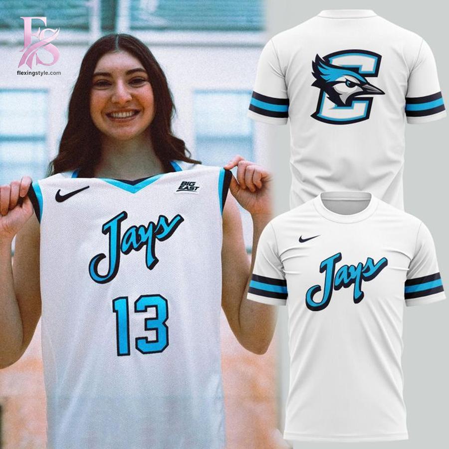 Detailed front view of Creighton Bluejays Basketball Throwback Uniform Hoodie 4 showing vibrant colors and clean finishing.