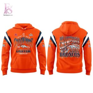 The Denver Broncos 2025 AFC Conference Champions Orange Hoodie 2 is designed for daily comfort.