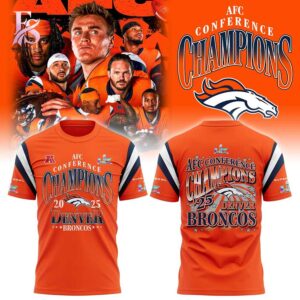 The Denver Broncos 2025 AFC Conference Champions Orange Hoodie 3 is designed for daily comfort.