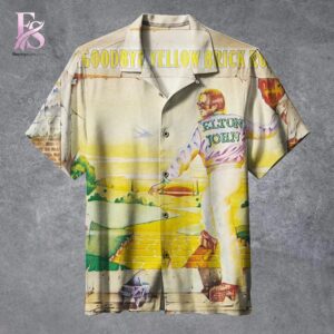 Trendy minimalist fashion piece showcased in Elton John Goodbye Yellow Brick Road Hawaiian Shirt 1 designed for versatile wardrobe styling