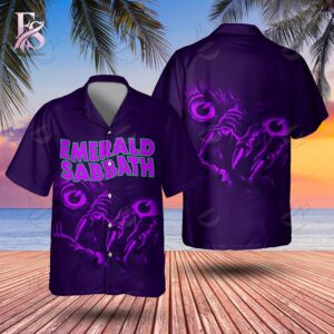 Detailed product photo of Emerald Sabbath Hawaiian Shirt 1 with eye-catching graphics.