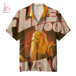 Detailed product photo of Fleetwood Mac Hawaiian Shirt 1 with eye-catching graphics.