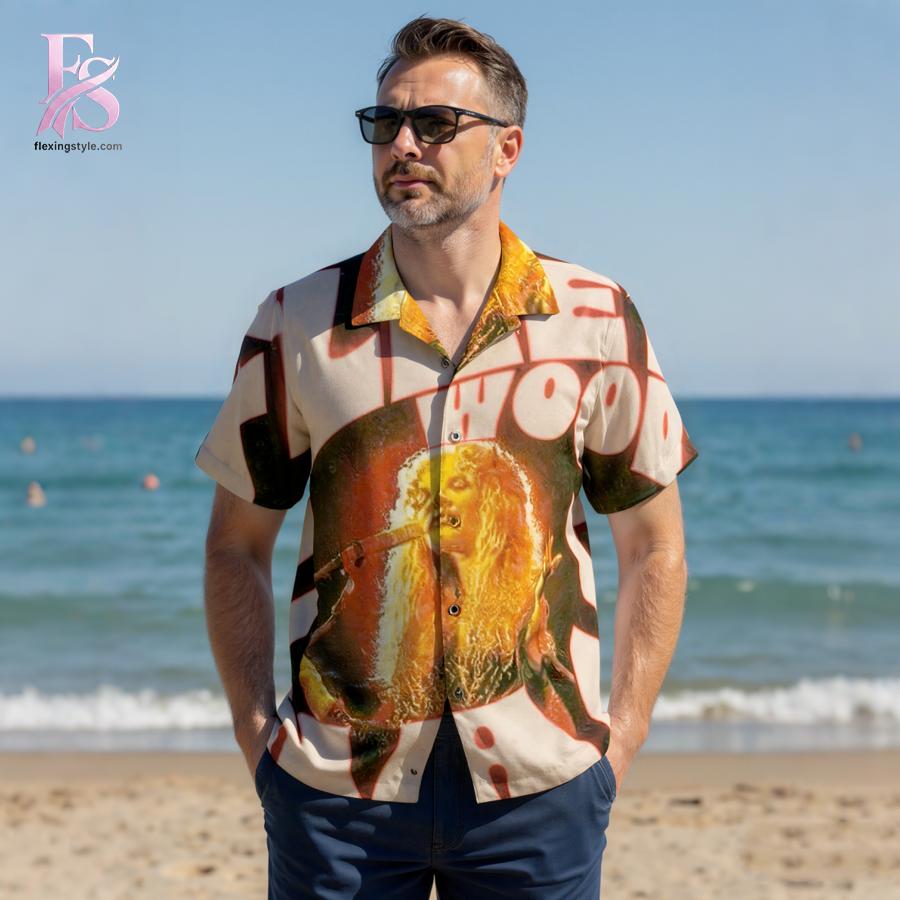 Detailed product photo of Fleetwood Mac Hawaiian Shirt 3 with eye-catching graphics.