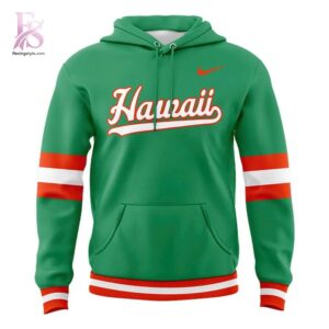 Everyday fashion product image featuring Hawaii Rainbow Warriors Baseball Classic Kelly Green Uniform Hoodie 2.