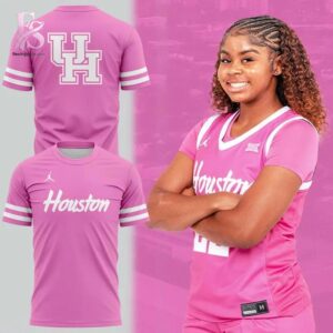 Stylish streetwear outfit featuring modern casual layering in Houston Cougars Pink for a Purpose Shirt 1 perfect for everyday fashion looks