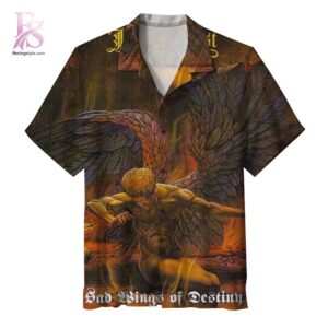 Detailed product photo of Judas Priest Sad Wings of Destiny Album Hawaiian Shirt 1 with eye-catching graphics.