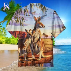 Detailed product photo of Kangaroos Australia Hawaiian Shirt 1 with eye-catching graphics.