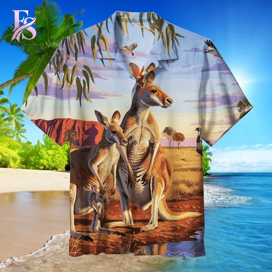 Detailed product photo of Kangaroos Australia Hawaiian Shirt 1 with eye-catching graphics.