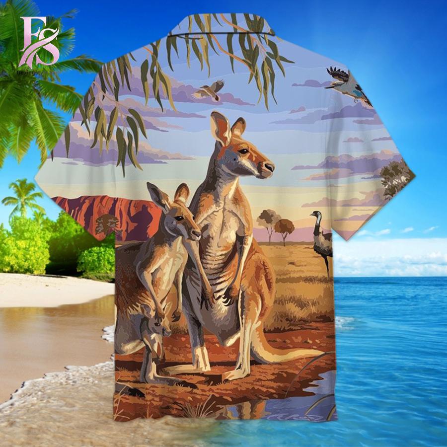 Detailed product photo of Kangaroos Australia Hawaiian Shirt 2 with eye-catching graphics.