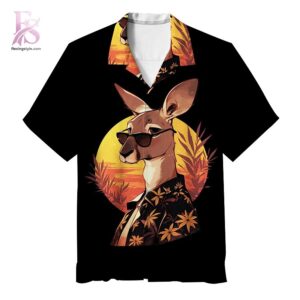 Detailed product photo of Kangaroos sunset Hawaiian Shirt 1 with eye-catching graphics.
