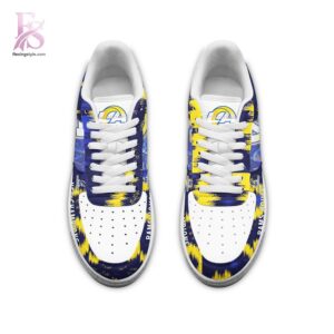 Detailed front view of Los Angeles Rams NFC Champions Air Force Shoes 2 showing vibrant colors and clean finishing.